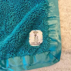 Little Giraffe Teal Chenille Blanket